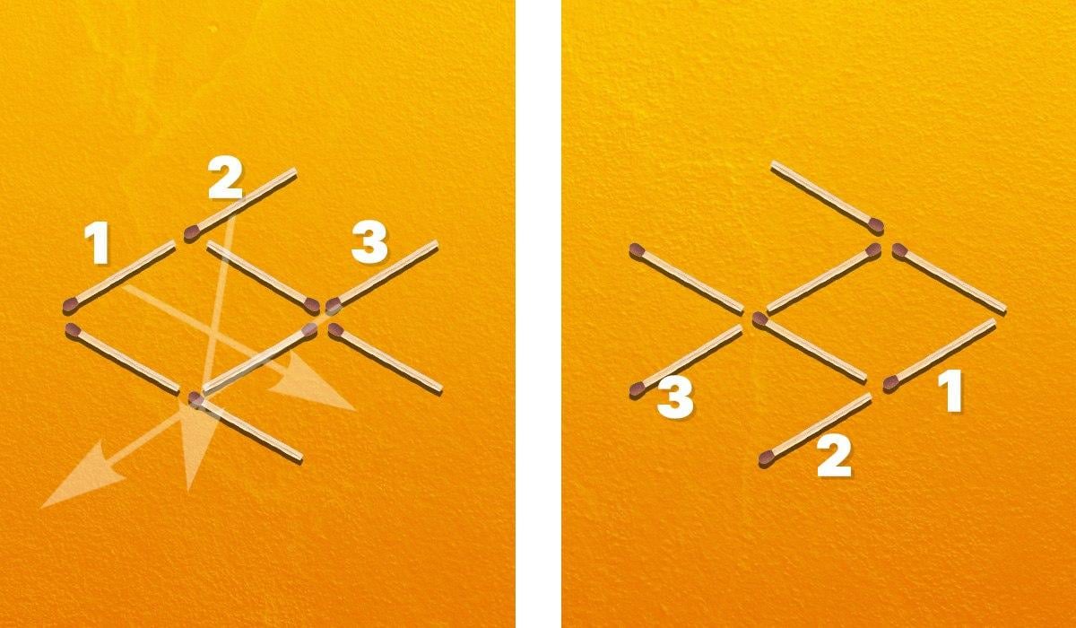 Tienes que mover tres cerillas para girar el pez hacia la derecha / collage Moje